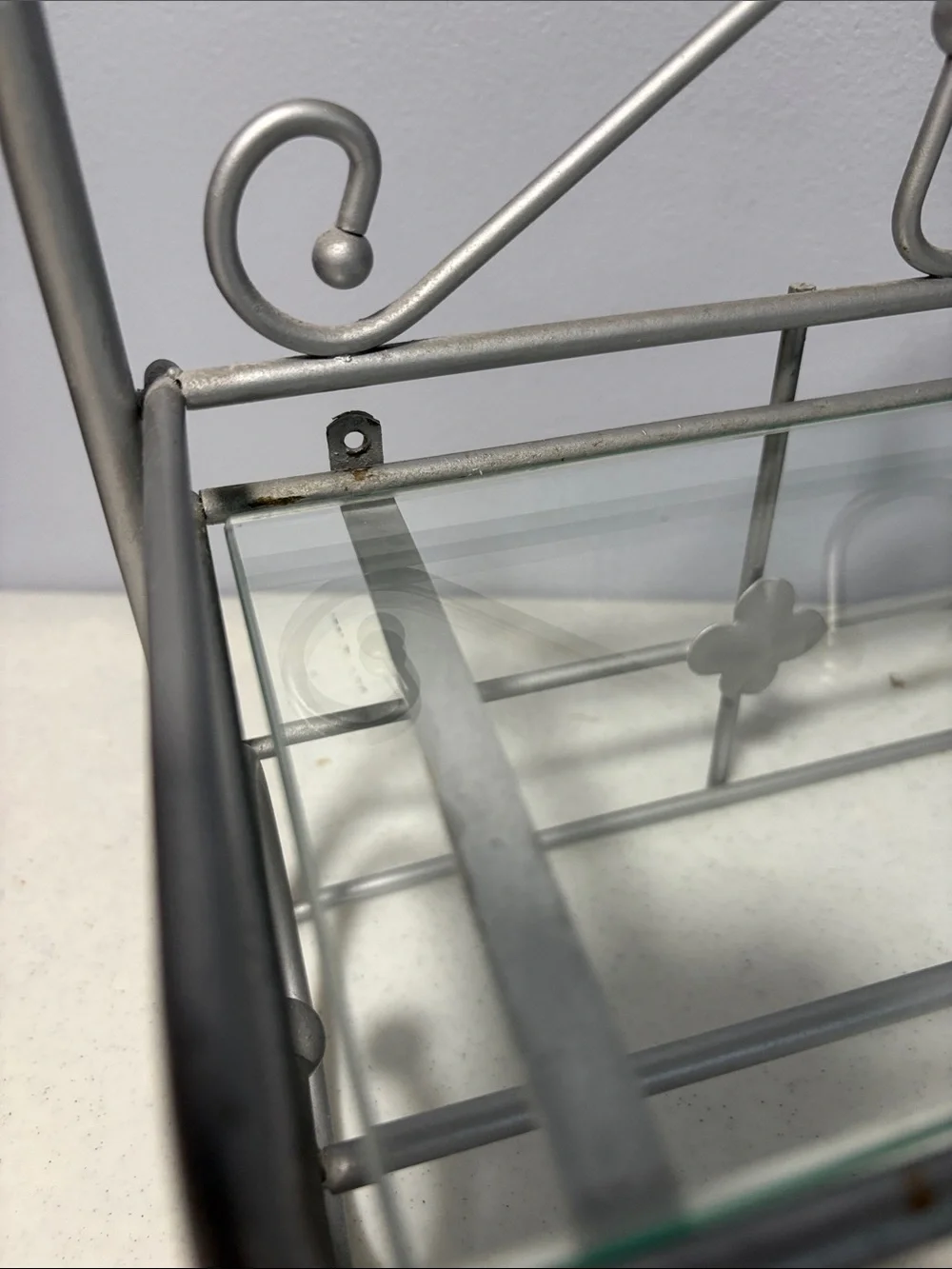 Vintage HOME INTERIORS metal and glass shelf